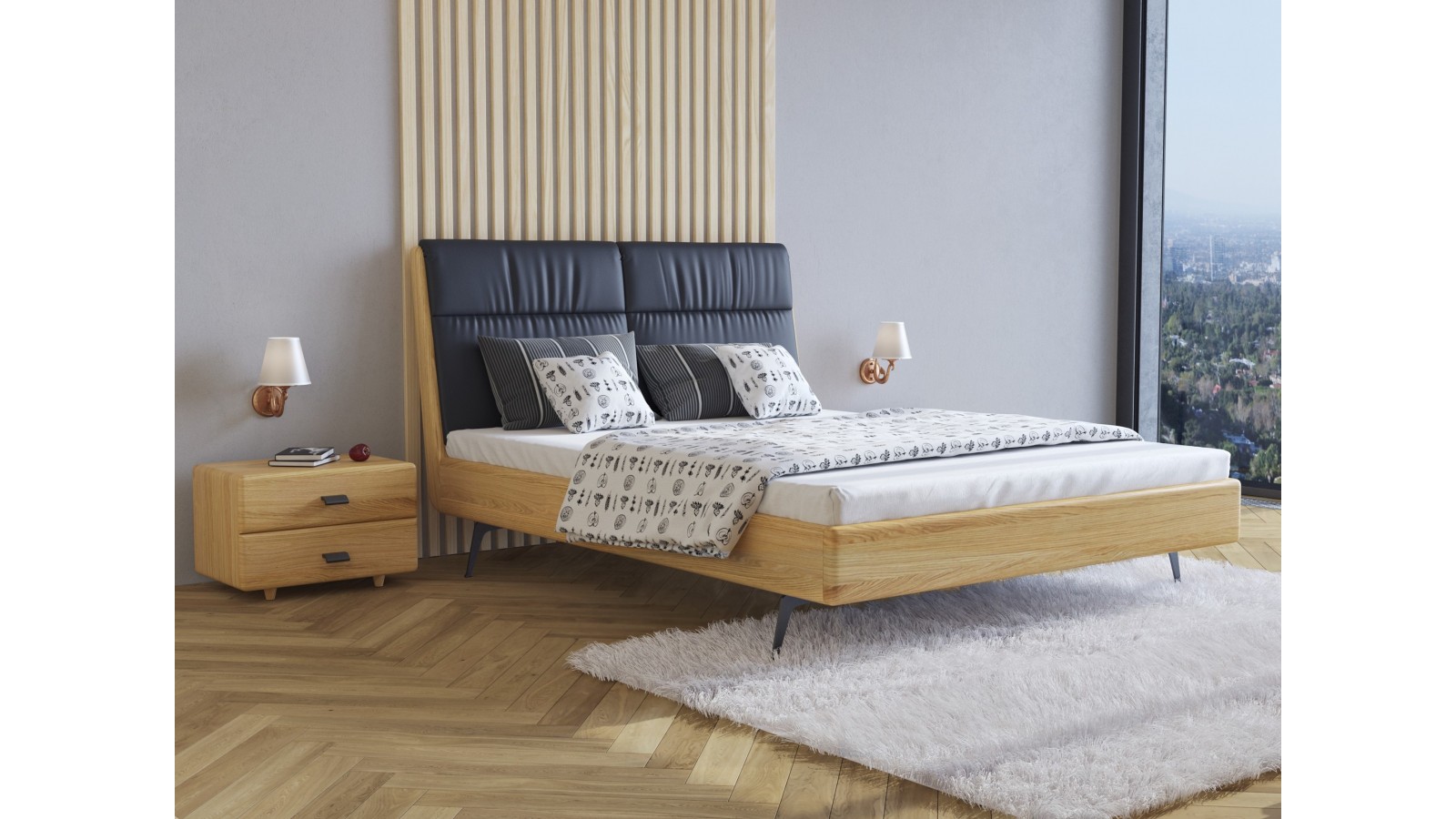 Masívna posteľ Hanna 180/160/140 x 200 cm.